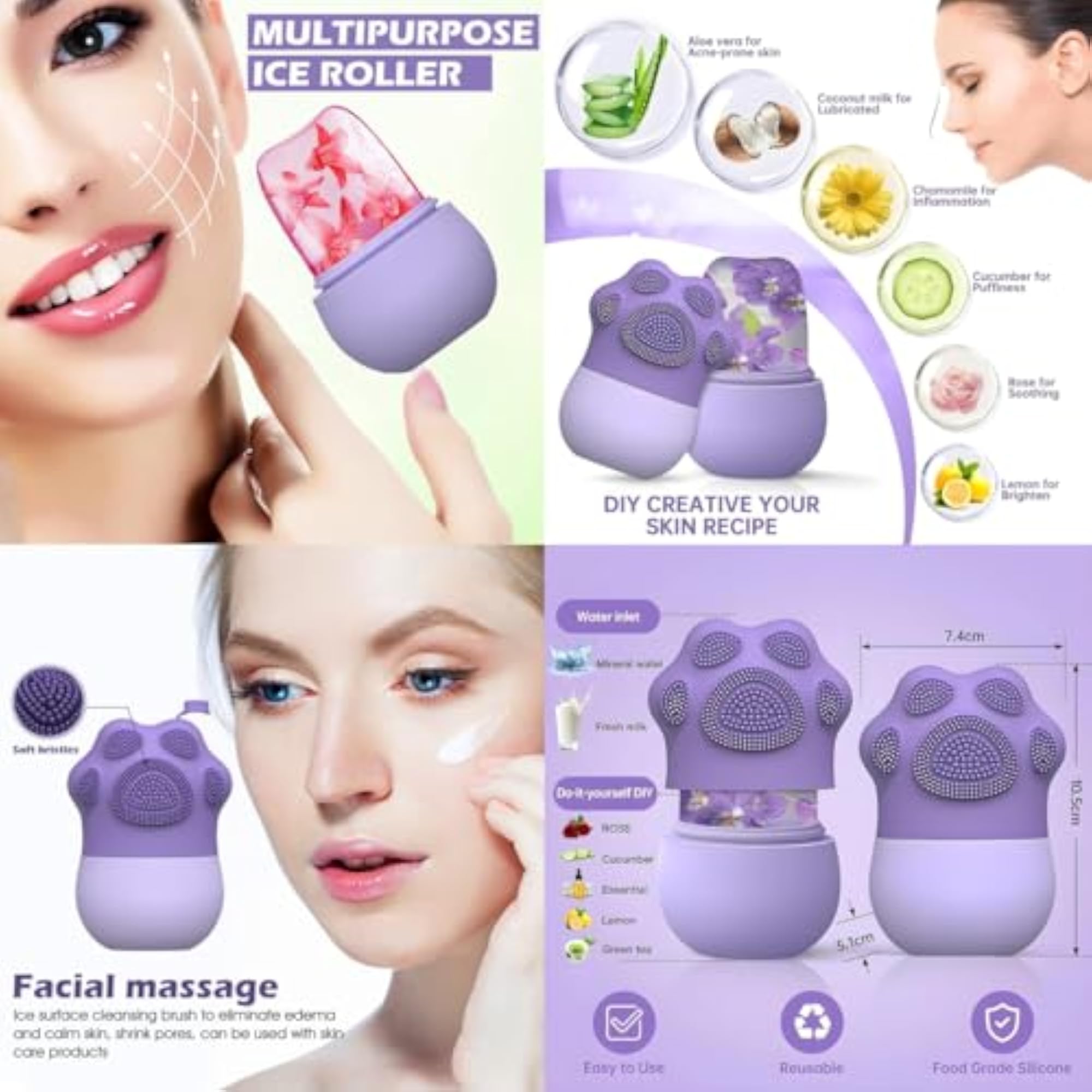 Ice Face Roller Set with Ice Bowl and Cooling Gel Eye Mask